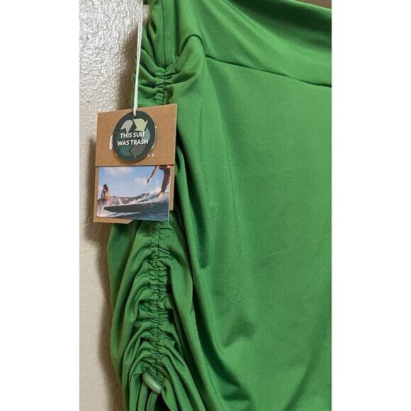NWT Nani The Ruched Swim Skirt Green Verde Built in Shorts Pocket Womens Size XL - Picture 9 of 12